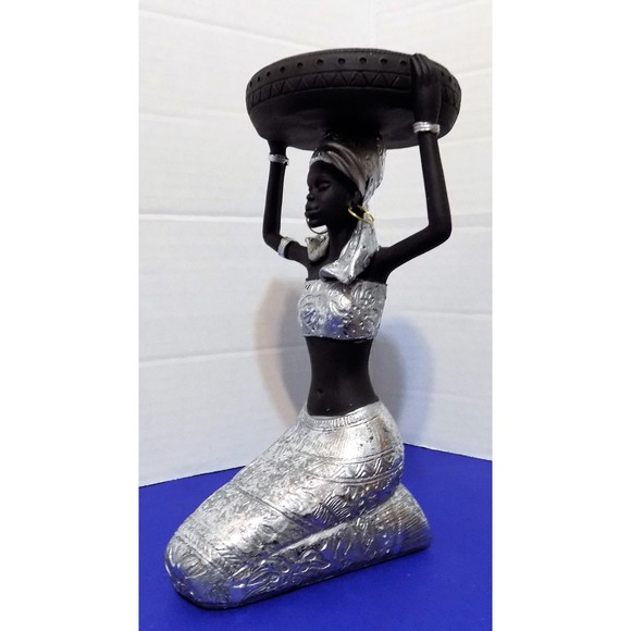 NEW Black African Queen Statue Figurine Candle Holder - Picture 5 of 5